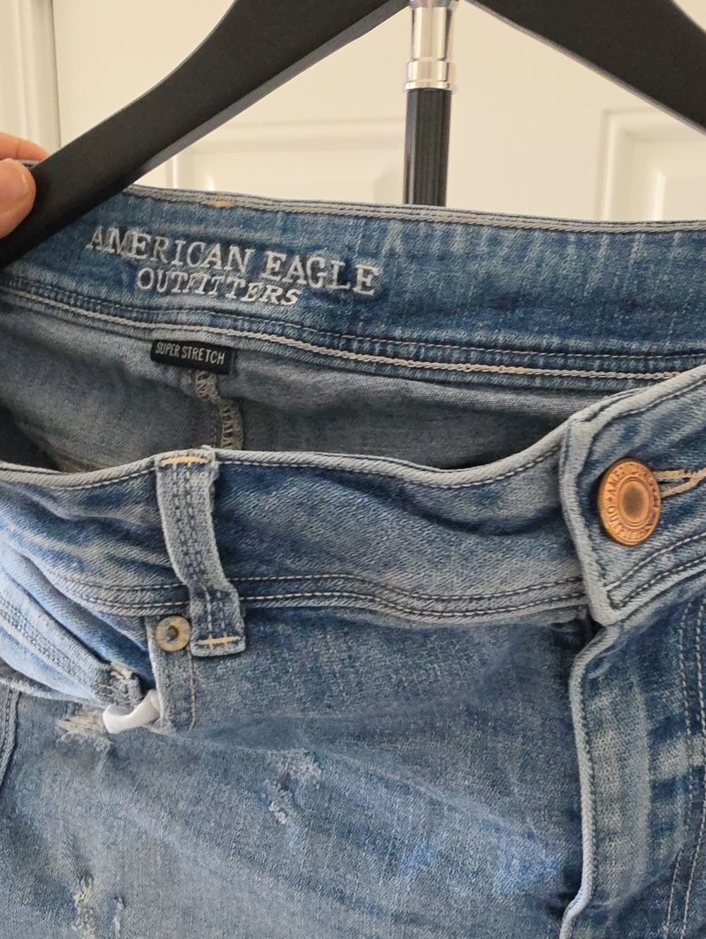 American Eagle Outfitters Women's Light Blue High Rise Super Stretch Jeans